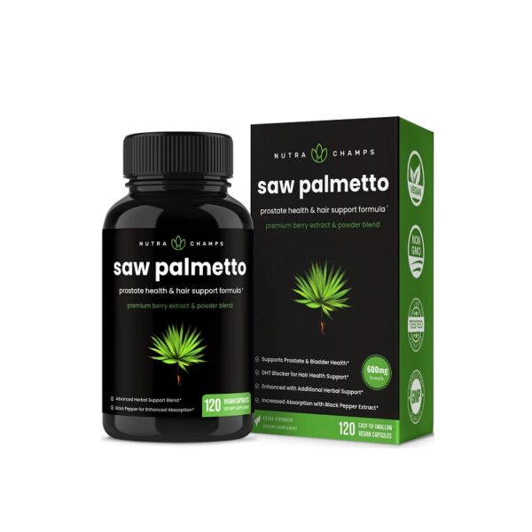 Nutra Champs Saw Palmetto Supplement for Prostate Health [Extra Strength] 600mg